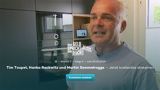 "Über Geld spricht man doch", Folge 2, Sat1, 2025. Martin Semmelrogge, Tim Toupet, Hanka Rackwitz. Realisation/Regie: Susanne Müller